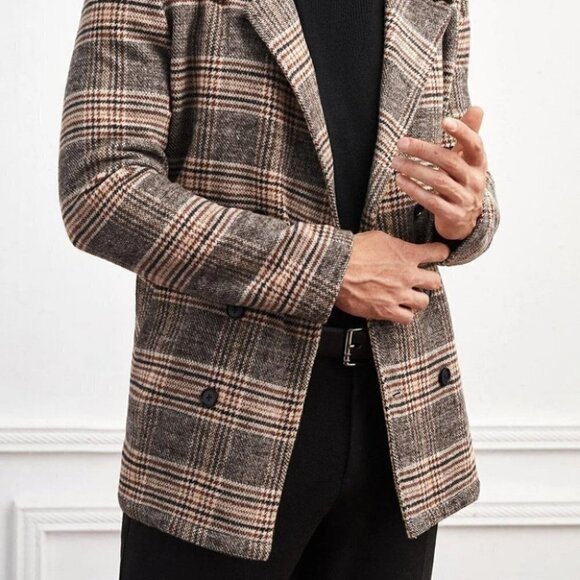 Brown Mens Plaid Blazer - Picture 4 of 6